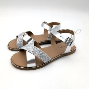 Tucker + Tate Arya Ankle Strap Flat Sandals Kids' Girls Silver Size US13M